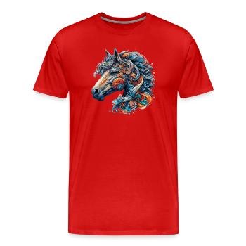 Cheval - T-shirt bio Premium Homme - rouge - Devant - Damien (186cm)