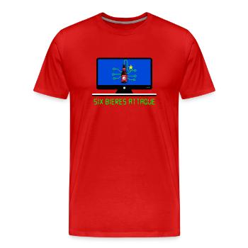 Six beers attack - Men's Premium Organic T-Shirt - red - Front - Damien (186cm)