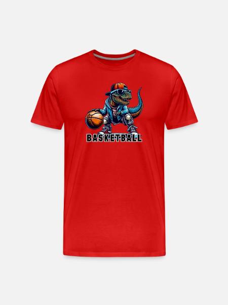 Basketball T-Rex Dinosaur Gift - Men's Premium Organic T-Shirt - red