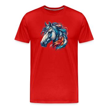 Pferd - Männer Premium Bio T-Shirt - Rot - Vorne - Damien (186cm)