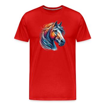 Cheval - T-shirt bio Premium Homme - rouge - Devant - Damien (186cm)