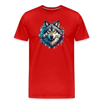 Wolf - Men's Premium Organic T-Shirt - red - Front - Damien (186cm)