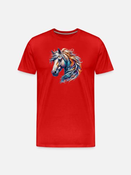 Pferd - Männer Premium Bio T-Shirt - Rot