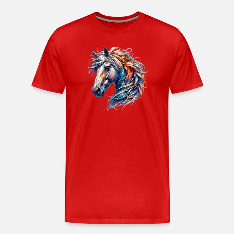 Pferd - Männer Premium Bio T-Shirt - Rot