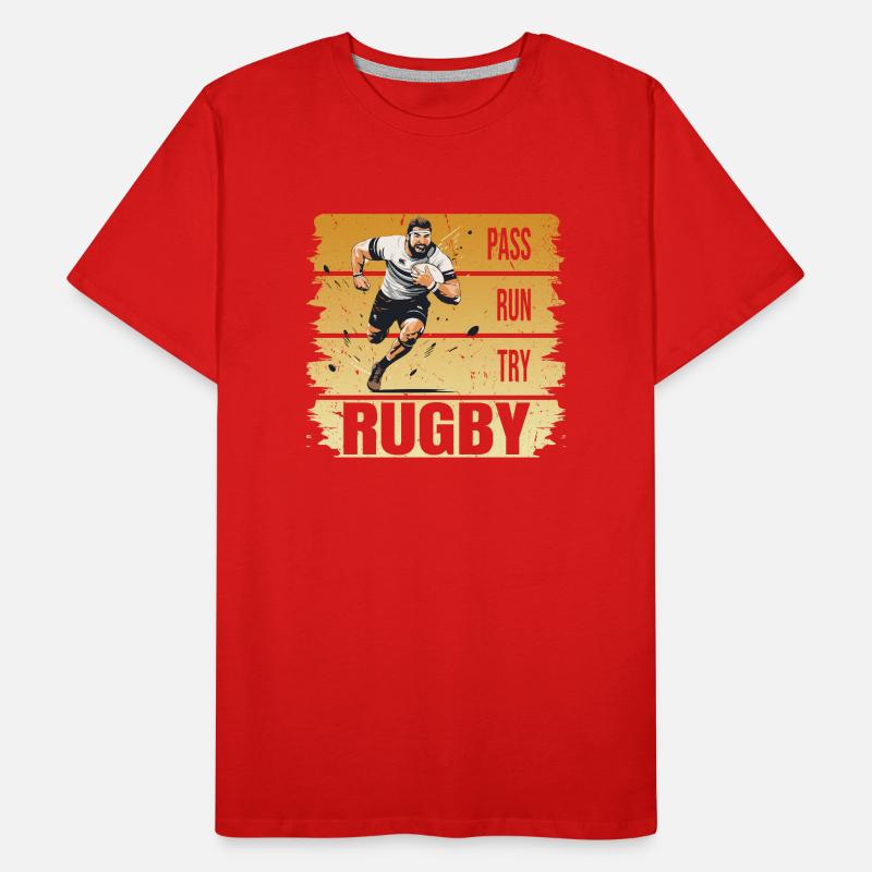 Pass - Run - Try - Rugby Männer Premium Bio T-Shirt