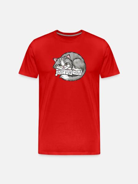 Cat_Just vous fourrure - T-shirt bio Premium Homme - rouge