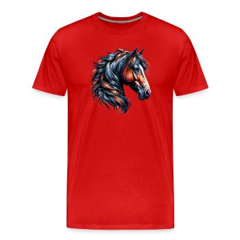 Horse - Men's Premium Organic T-Shirt - red - Front - Damien (186cm)