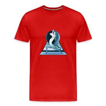 Meditating Unicorn – Balance & Tranquility - Men's Premium Organic T-Shirt - red - Front - Damien (186cm)