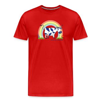 LICORNE BAVAROISE - Arc-en-ciel - T-shirt bio Premium Homme - rouge - Devant - Damien (186cm)