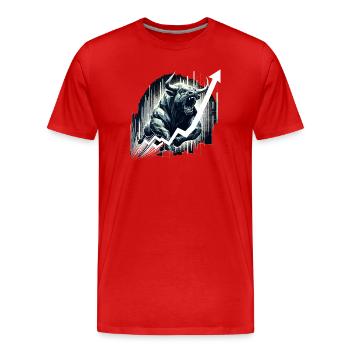 Taureau Bull Stocks Géométrie Wall Street Cadeau - T-shirt bio Premium Homme - rouge - Devant - Damien (186cm)