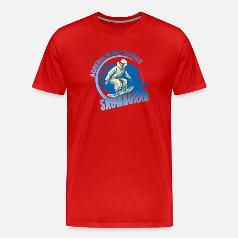 Adrenalin auf Schnee - Snowboard - Männer Premium Bio T-Shirt - Rot