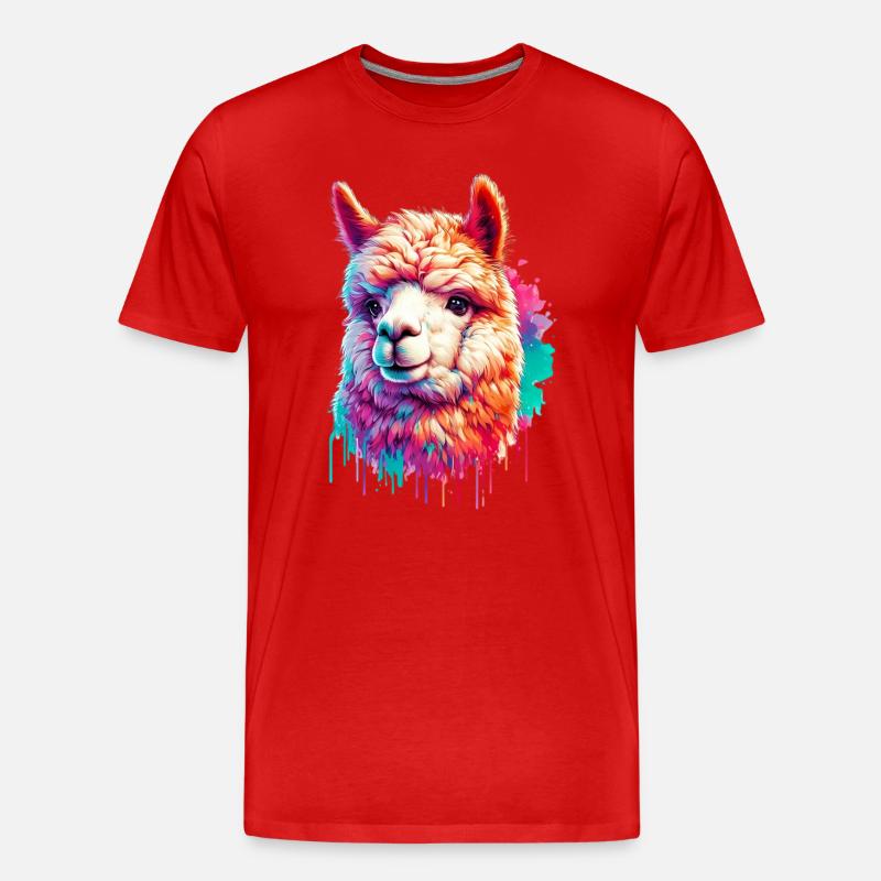 Alpaka - Männer Premium Bio T-Shirt - Rot