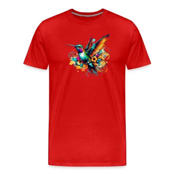 Kolibri - Männer Premium Bio T-Shirt - Rot - Vorne - Damien (186cm)