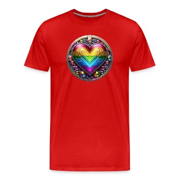 Metallic Rainbow Heart - Men's Premium Organic T-Shirt - red - Front - Damien (186cm)