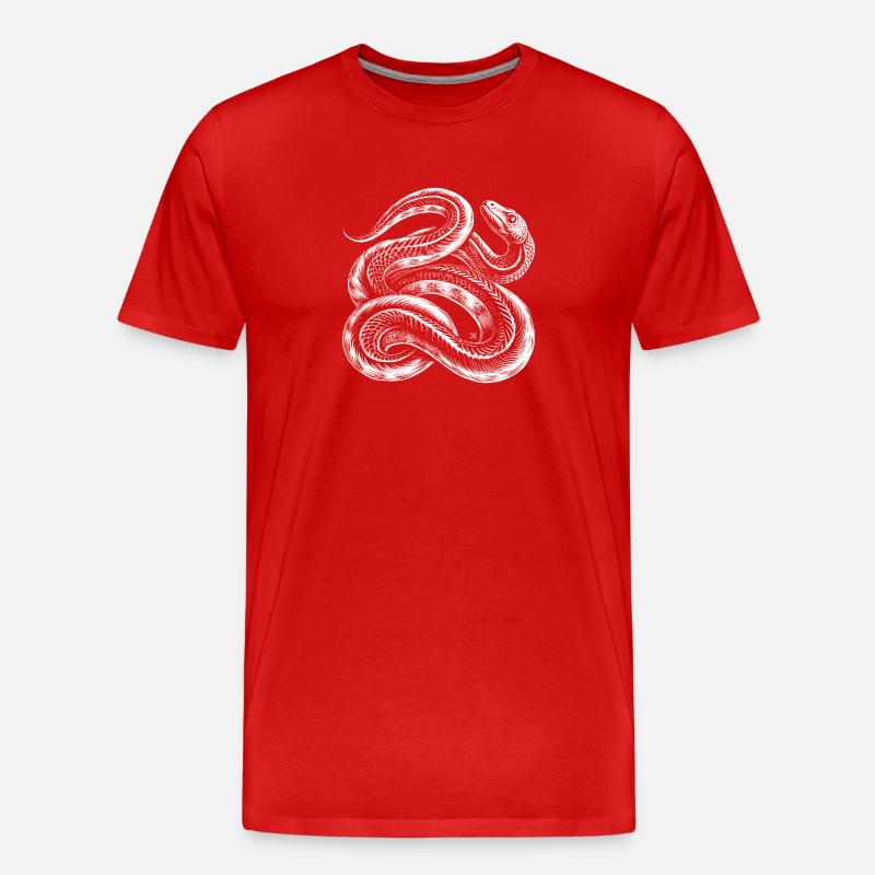 Serpent blanc entrelacé - T-shirt bio Premium Homme - rouge