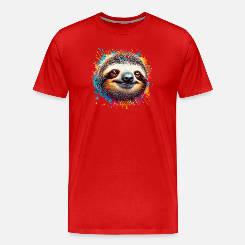 Faultier - Männer Premium Bio T-Shirt - Rot