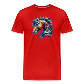 Pferd - Männer Premium Bio T-Shirt - Rot - Vorne - Damien (186cm)