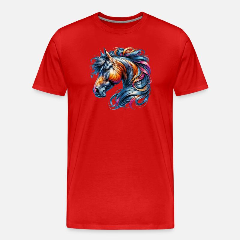 Pferd - Männer Premium Bio T-Shirt - Rot