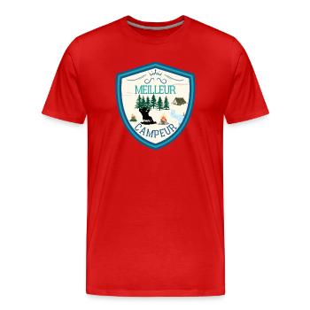 Meilleur campeur, roi du camping, champion camping - T-shirt bio Premium Homme - rouge - Devant - Damien (186cm)