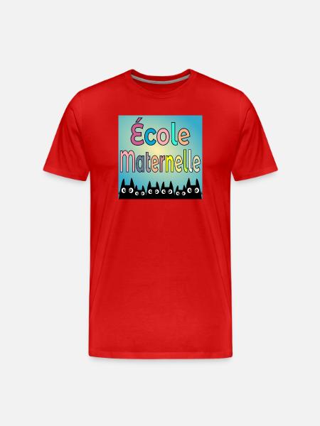 École Maternelle CHATS - T-shirt bio Premium Homme - rouge