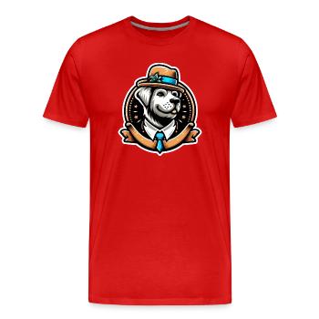 Mister D - Männer Premium Bio T-Shirt - Rot - Vorne - Damien (186cm)