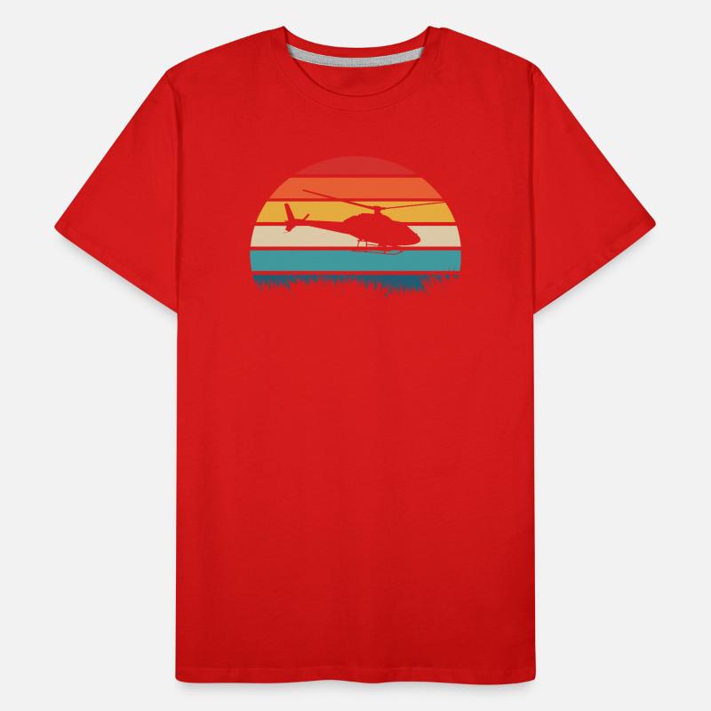 Helikopter Pilot Retro Geschenk Männer Premium Bio T-Shirt