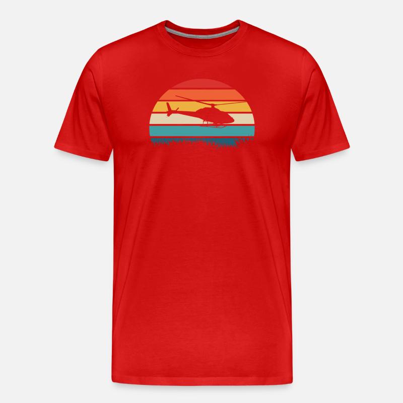 Helikopter Pilot Retro Geschenk - Männer Premium Bio T-Shirt - Rot