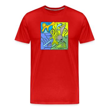 Four éléments - T-shirt bio Premium Homme - rouge - Devant - Damien (186cm)