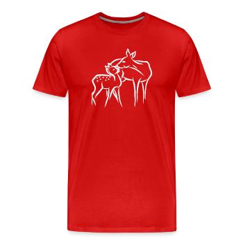 Chevreuil au faon - T-shirt bio Premium Homme - rouge - Devant - Damien (186cm)