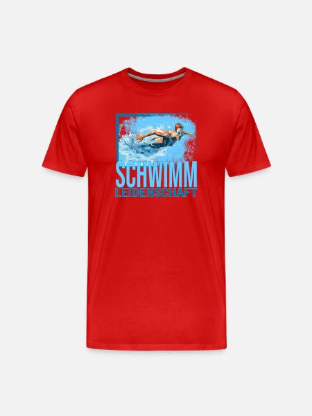 Schwimm Leidenschaft - Männer Premium Bio T-Shirt - Rot