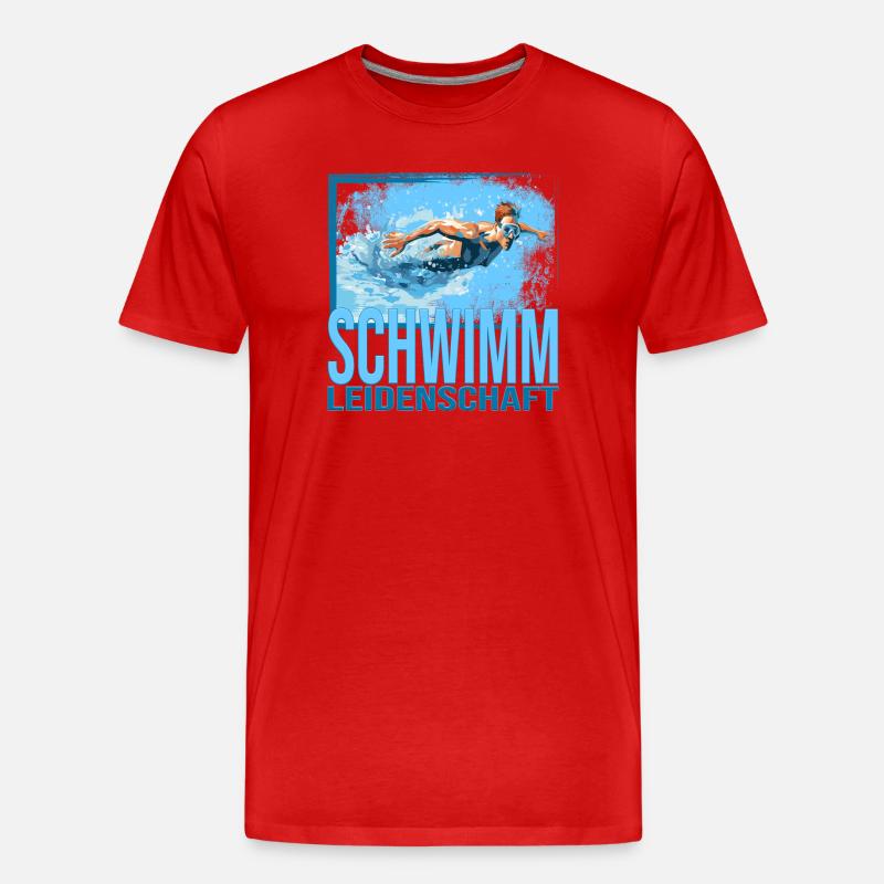 Schwimm Leidenschaft - Männer Premium Bio T-Shirt - Rot
