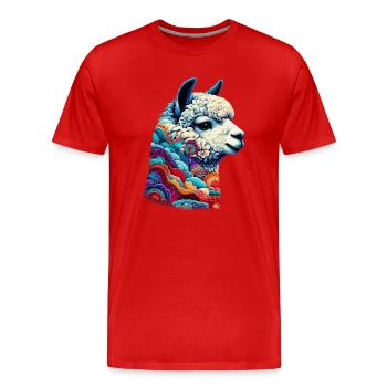 Alpaka - Männer Premium Bio T-Shirt - Rot - Vorne - Damien (186cm)