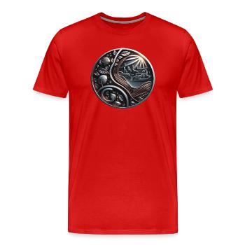 Rayon de soleil métallisé - T-shirt bio Premium Homme - rouge - Devant - Damien (186cm)