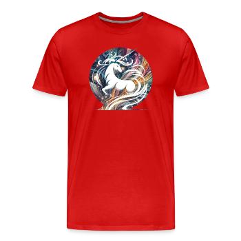 Fantasy Licorne Galaxy Swirl Design - T-shirt bio Premium Homme - rouge - Devant - Damien (186cm)