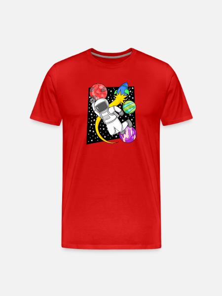 Astronaut Motif Outer Space - Men's Premium Organic T-Shirt - red