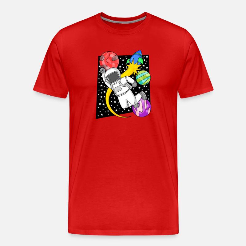 Motif d’astronaute dans l’espace - T-shirt bio Premium Homme - rouge