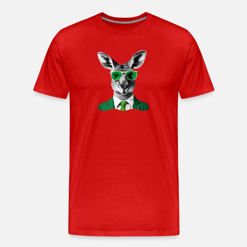 Neon Kangaroo in Green Suit - Men's Premium Organic T-Shirt - red