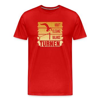 Turnen - Kraft - Eleganz - Balance - Männer Premium Bio T-Shirt - Rot - Vorne - Damien (186cm)
