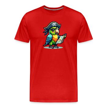 Piratenpapagei: Geflügelter Freibeuter der Karte - Männer Premium Bio T-Shirt - Rot - Vorne - Damien (186cm)