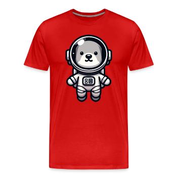 Space Paws : L’Astro-Pup - T-shirt bio Premium Homme - rouge - Devant - Damien (186cm)