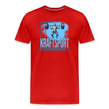 Kraftsport Leidenschaft - Männer Premium Bio T-Shirt - Rot - Vorne - Damien (186cm)