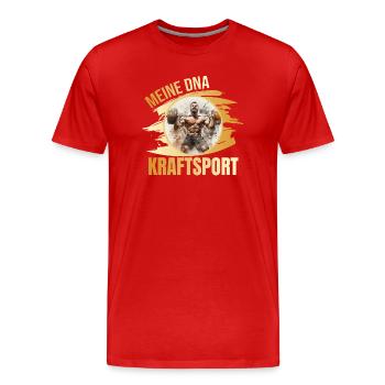 Meine DNA - Kraftsport - Männer Premium Bio T-Shirt - Rot - Vorne - Damien (186cm)