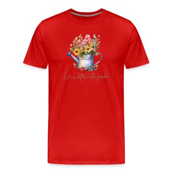 La vie est amère dans le jardin Arrosoir Motif de jardin - T-shirt bio Premium Homme - rouge - Devant - Damien (186cm)