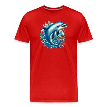 Delfin - Männer Premium Bio T-Shirt - Rot - Vorne - Damien (186cm)