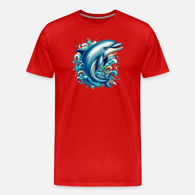 Delfin - Männer Premium Bio T-Shirt - Rot