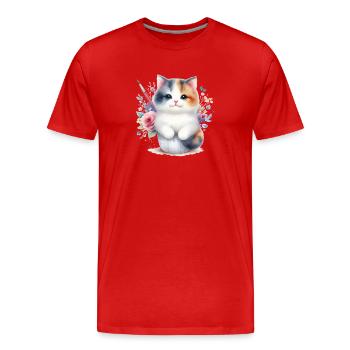 Chat mignon - T-shirt bio Premium Homme - rouge - Devant - Damien (186cm)