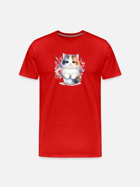 Cute Cat - Men's Premium Organic T-Shirt - red