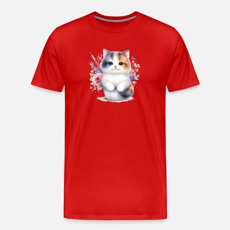 Süße Katze - Männer Premium Bio T-Shirt - Rot
