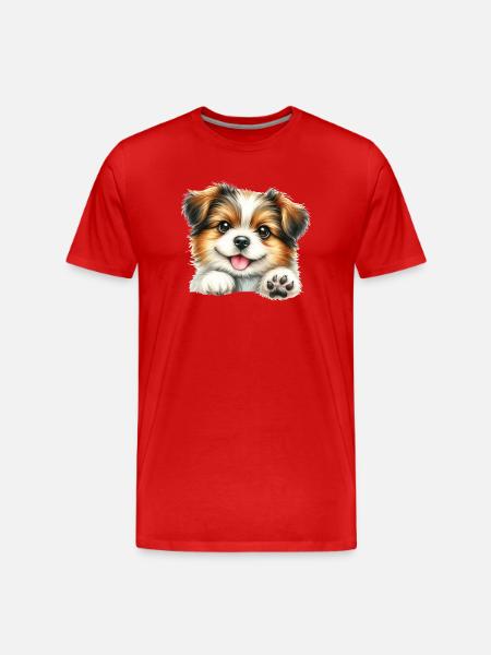 Cute dog - Men's Premium Organic T-Shirt - red