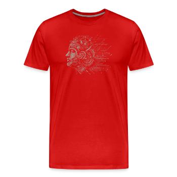 Brain in circuit design - Men's Premium Organic T-Shirt - red - Front - Damien (186cm)